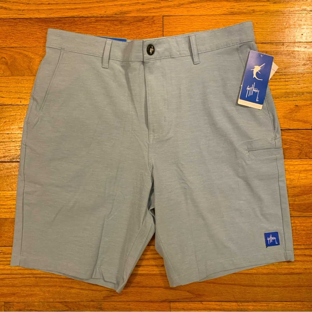 Guy Harvey Mens 9" Hybrid Performance Walking Shorts 4 Way Stretch Blue Size 32W